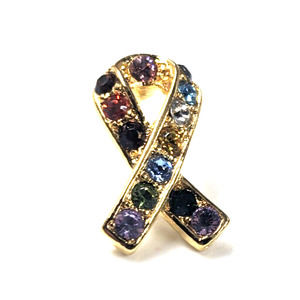 Olit USA Multi-color Crystal Awareness Ribbon of Hope Pin Blue Green Purple...